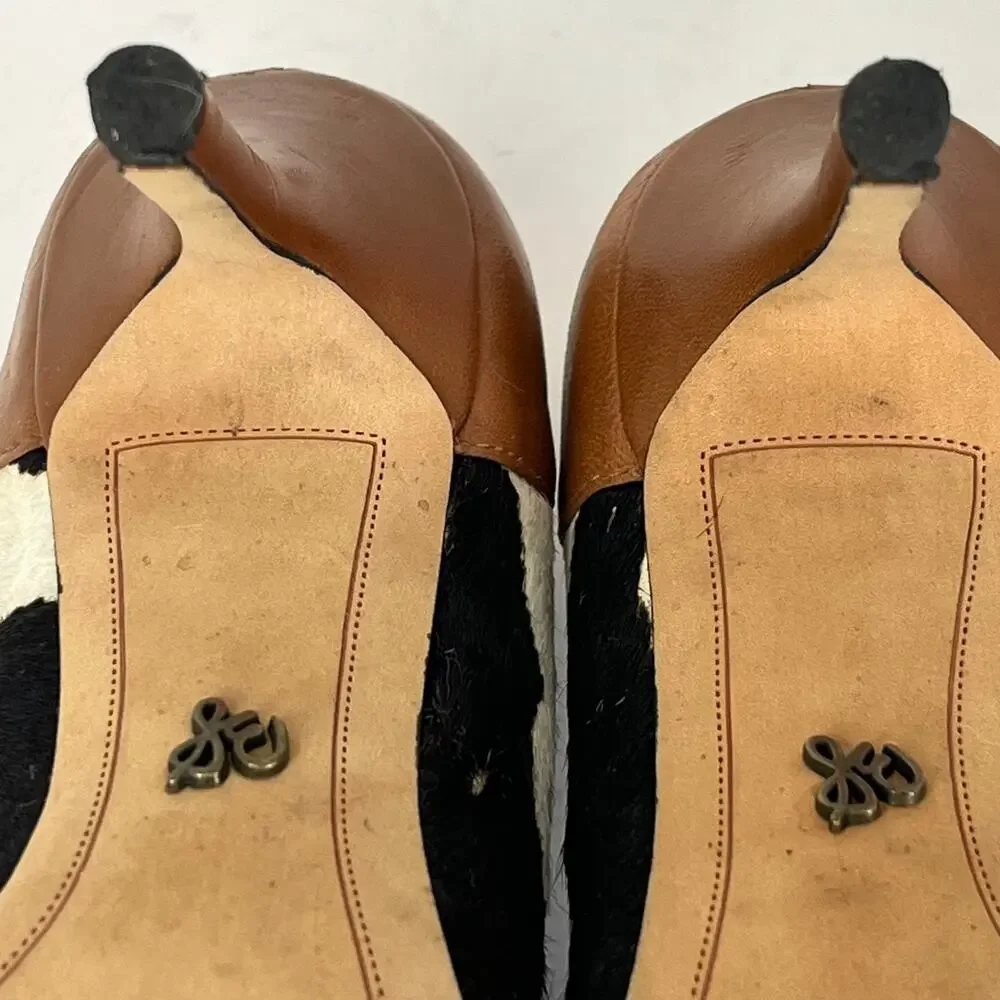 Sam Edelman Size 7 Cow Print Leather Heels Pointed Toe Pumps - Picture 7 of 10